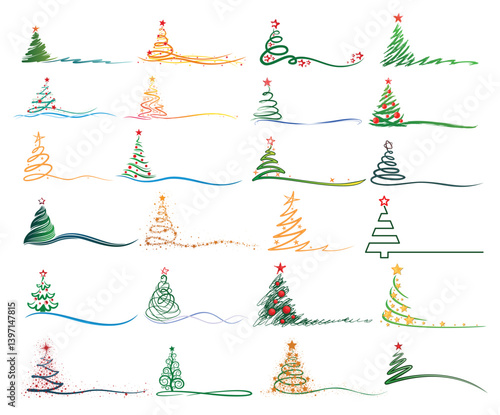 The big set of New Year trees.