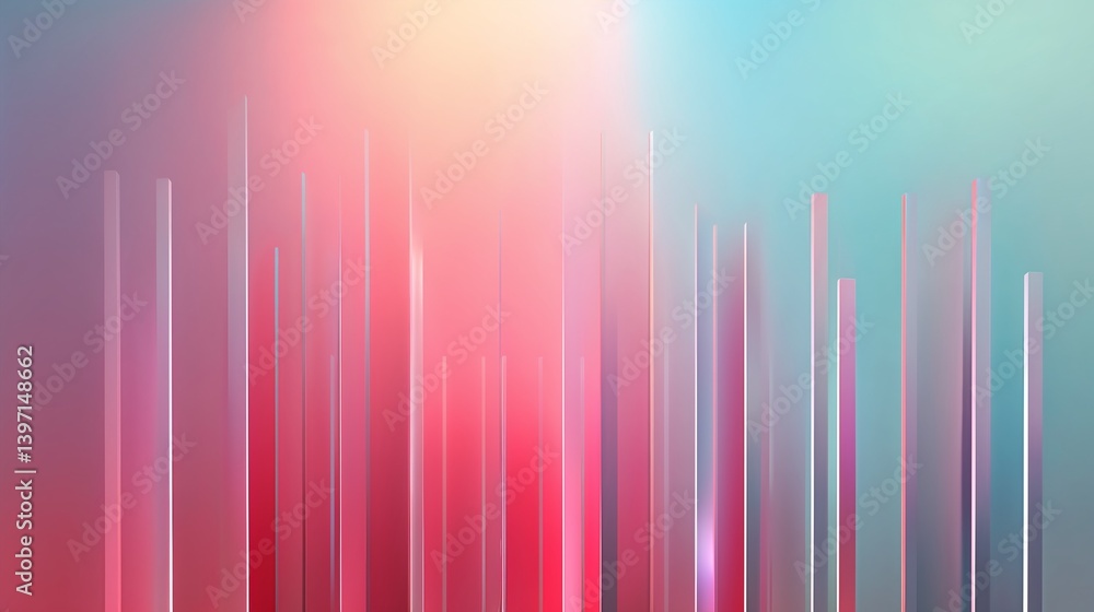 Fototapeta premium Vertical lines fading into gradient background, clean futuristic composition