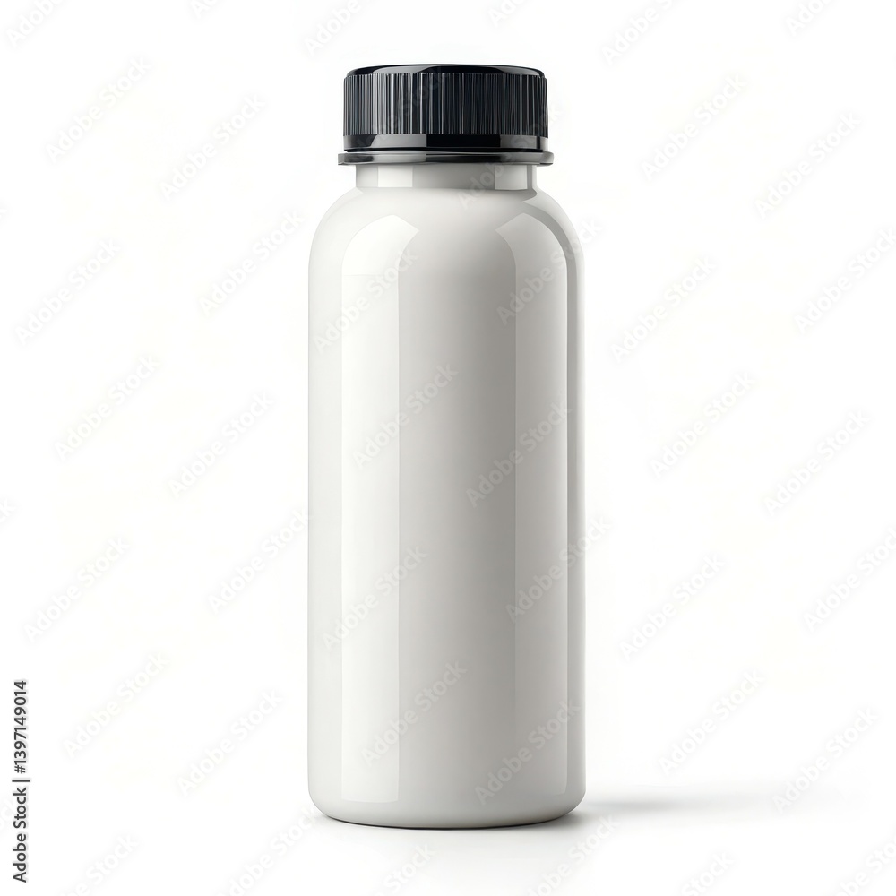 White bottle mockup clean design black cap studio shot White bottle mockup clean design black cap studio shot