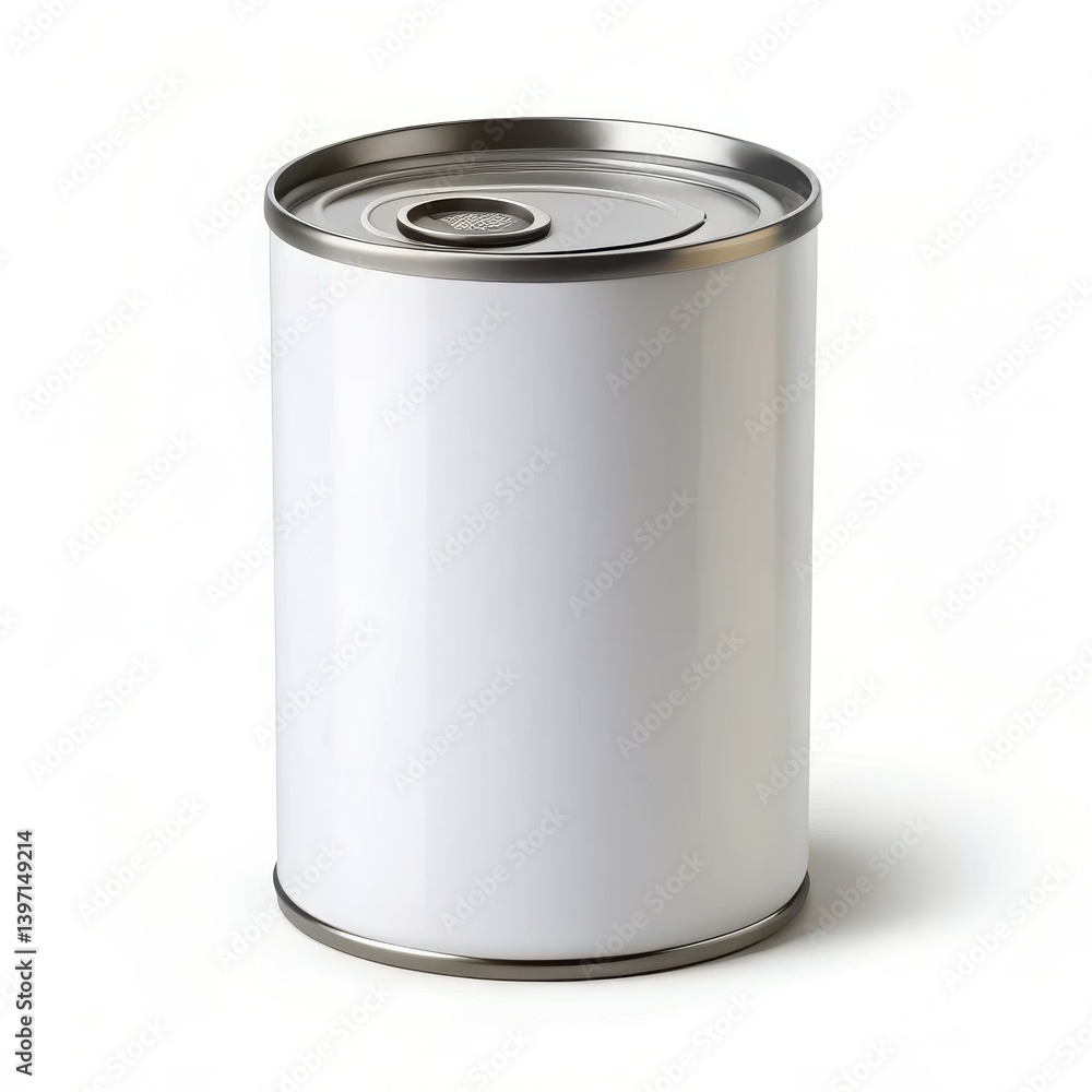 Blank white tin can mockup studio shot isolated on white Blank white tin can mockup studio shot isolated on white