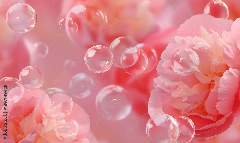 pink glossy bubbles in the form of peonies, Generative AI pink glossy bubbles in the form of peonies, Generative AI