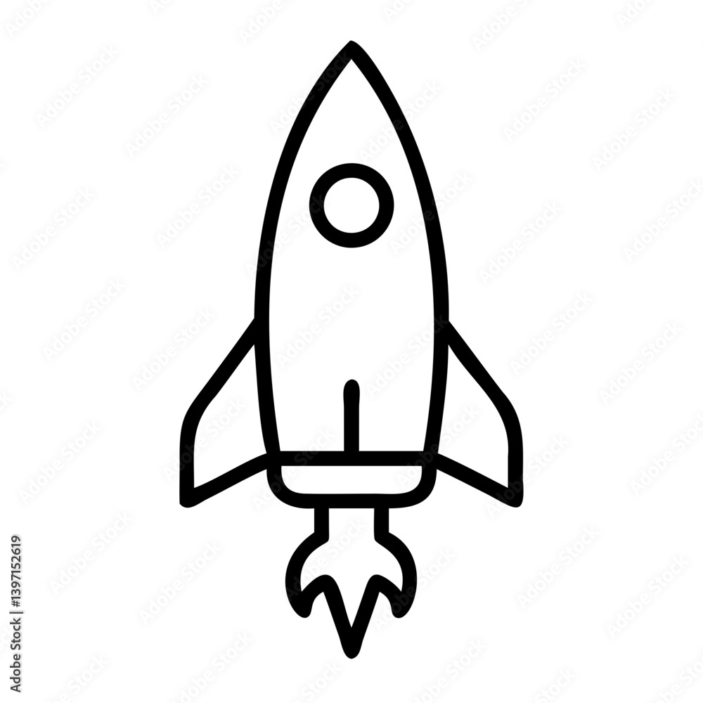 Rocket Icon vector line art isolated on a transparent background Rocket Icon vector line art isolated on a transparent background