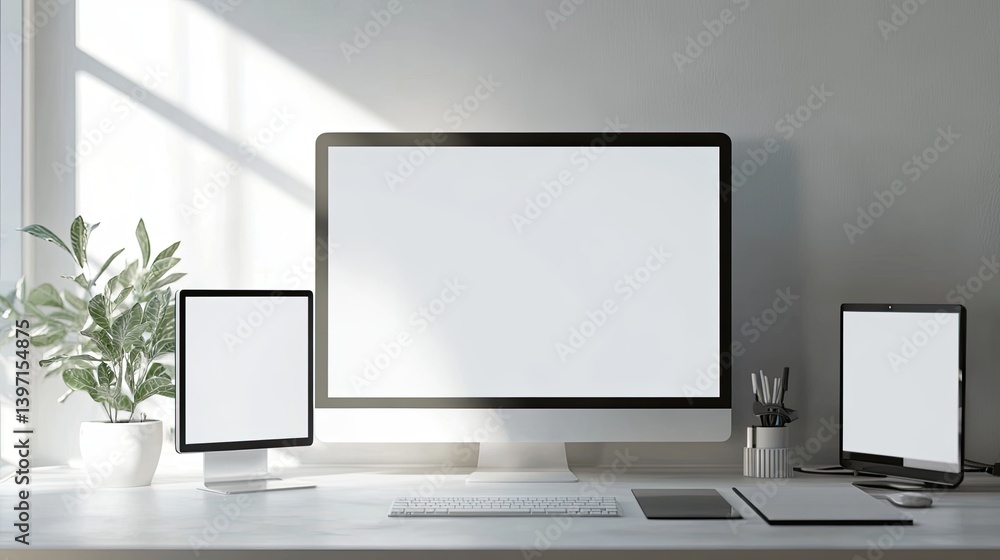 Sunlit Workspace: Desk Mockup. Sunlit Workspace: Desk Mockup.