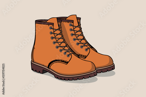 Classic Brown Leather Style Work Boots