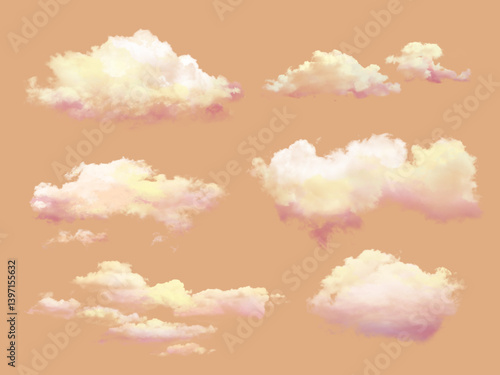 soft warm orange pastel and colorful fantasy evening clouds pack