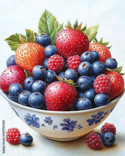 Wallpaper Mural Sumptuous Bowl of Fresh Berries: Juicy Ripe, Colorful, and Tempting Delight - Perfect for Savoring and Indulging Torontodigital.ca