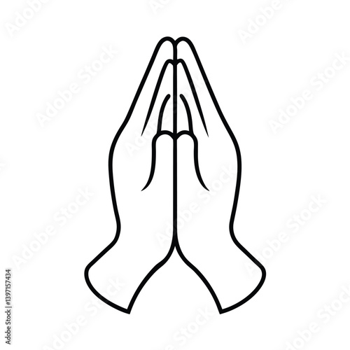 Praying Hands Line Art For Religion Spirituality And Minimalism