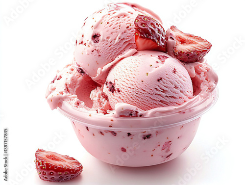 Wallpaper Mural Decadent Strawberry Ice Cream Treat Featuring Two Scoops with Chunky Fresh Fruit, Perfect for Warm Weather and Sweet Treats Torontodigital.ca