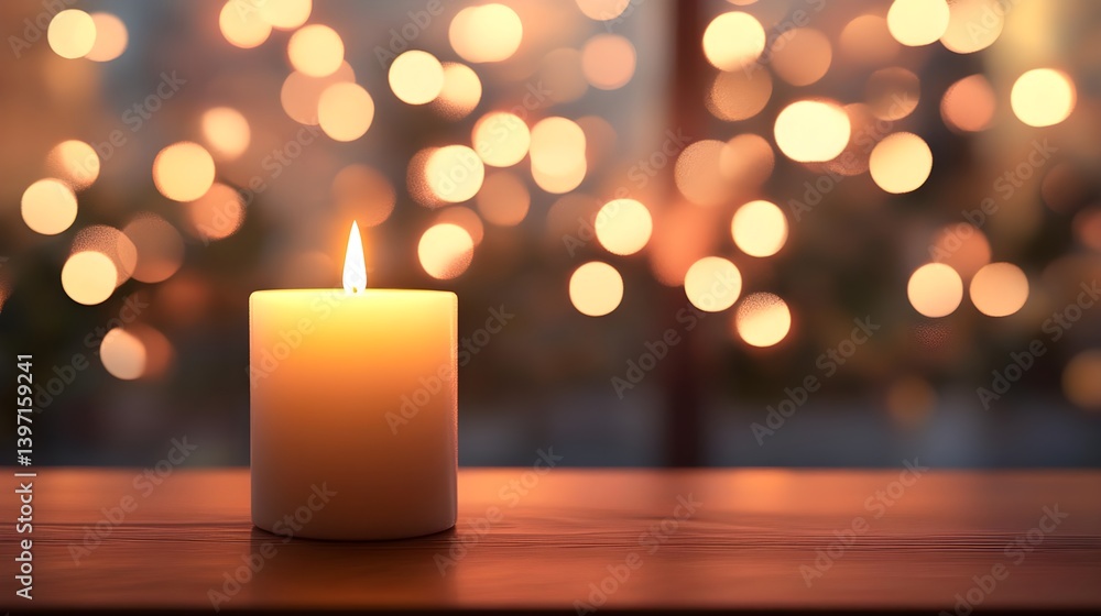 Softly Glowing Candle Illuminates Surroundings with Warm Light Softly Glowing Candle Illuminates Surroundings with Warm Light