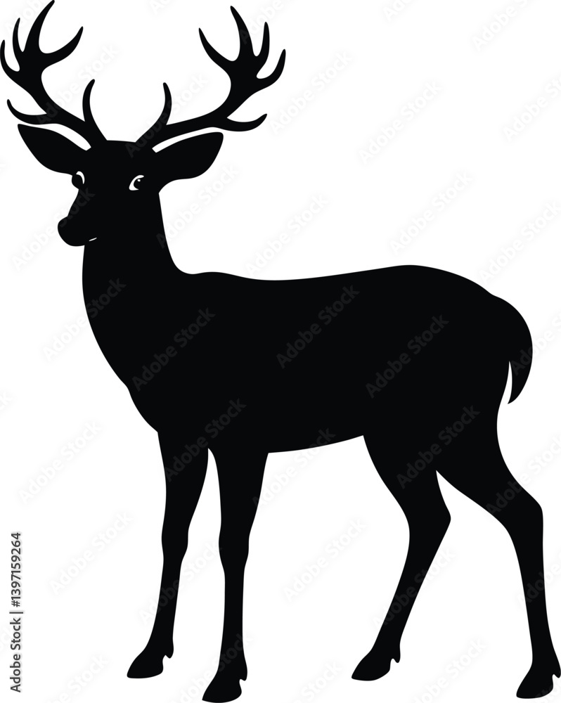 Fototapeta premium deer silhouette vector illustration on white background