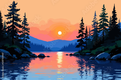 lake arrowhead lake, pine trees 