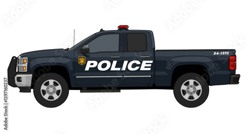 Police Pickup Truck Vehicle Cartoon Toy No Background Vector Transparent 