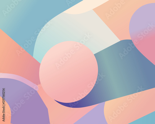 Colorful abstract vector background with circles featuring a beautiful woman's face and flowing hair, ideal for fashion, beauty, or summer holiday designs