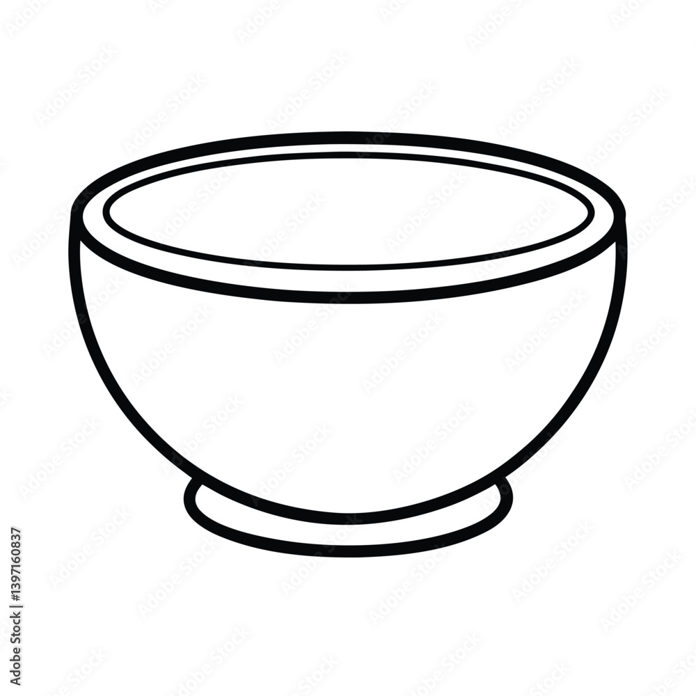 Isolated Vector Bowl Outline Illustration For Culinary Designs And Iconography Isolated Vector Bowl Outline Illustration For Culinary Designs And Iconography