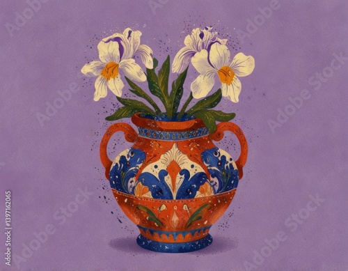 Wallpaper Mural Flowers in a vase illustration Torontodigital.ca