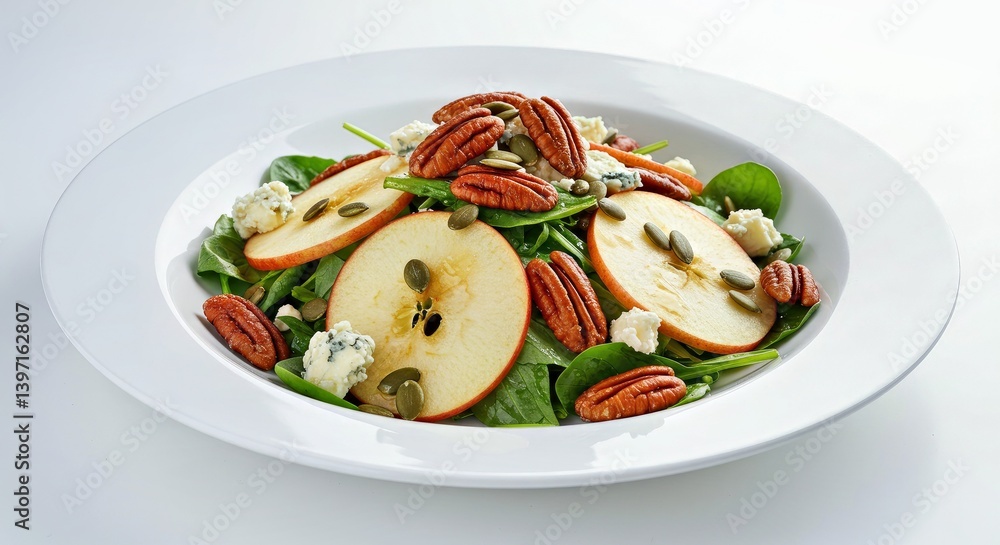 Stylish Apple Pecan Salad Plate - Modern White Dish Fuji Apple Presentation Side Dish Stylish Apple Pecan Salad Plate - Modern White Dish Fuji Apple Presentation Side Dish