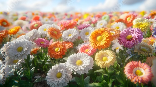 Stunning Display of Various Flowers in Bright Hues Under Clear Sky