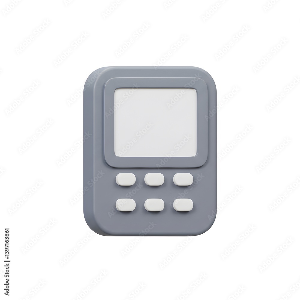 3D Render of a Sleek Gray Handheld Device with a Screen and Buttons: A Modern Technological Gadget 3D Render of a Sleek Gray Handheld Device with a Screen and Buttons: A Modern Technological Gadget