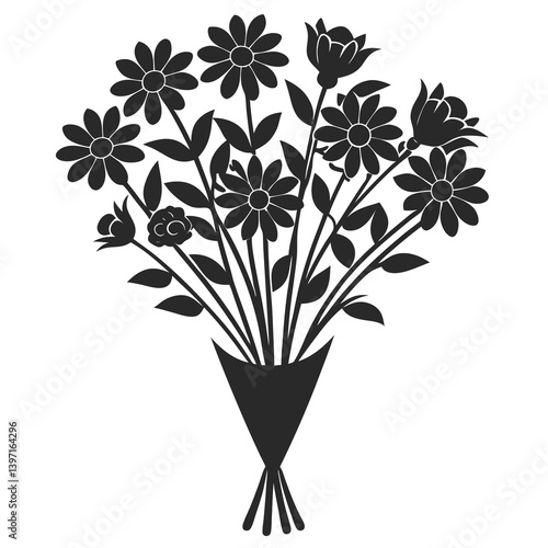 Flower bouquet silhouette vector illustration