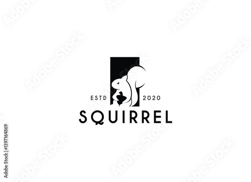 Silhouette of squirrel logo design. Vintage squirrel logo