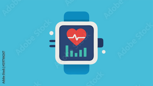 Smart Health Tech An illustration of a smarch displaying heart rate and activity levels symbolizing technological advancements in health monitoring.