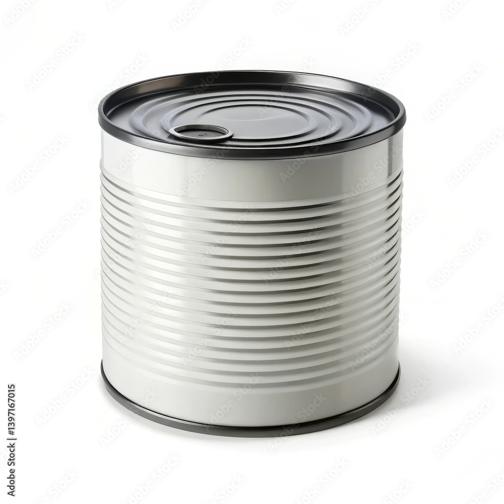 Plain white tin can metallic top isolated clean design Plain white tin can metallic top isolated clean design