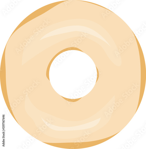 Plain vanilla sugar glazed doughnut cartoon simple flat vector hand drawn isolated illustration 