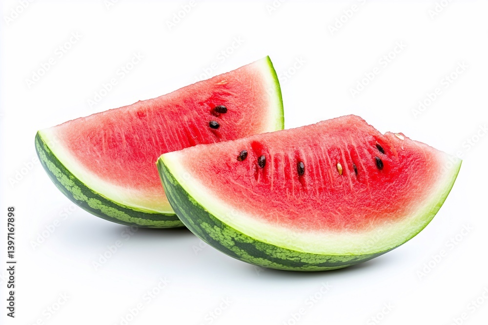 slices  of watermelon on white background, generated AI