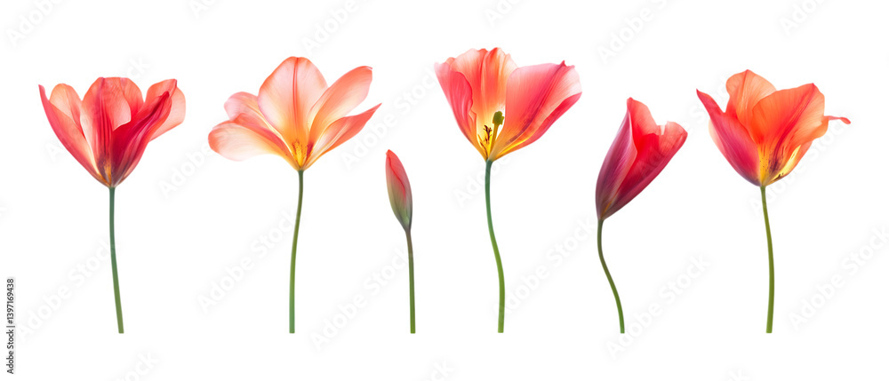 Fototapeta premium Pack of Flower Set Against Transparent Background for Botanical, Art, or Decor Projects