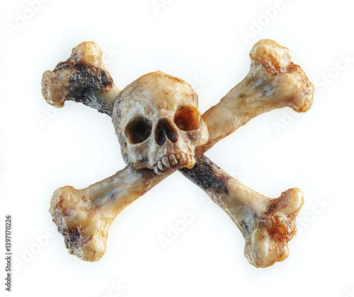 Wallpaper Mural Iconic Skeletal Design Featuring Two Crossed Bones in Isolation with Bright White Background and Stunning Lighting Effects for Graphic and Editorial Use Torontodigital.ca