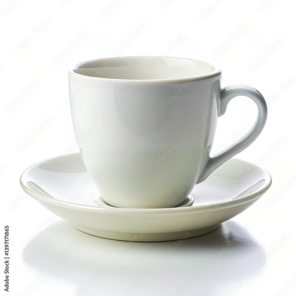 Simple white coffee cup and saucer bright studio shot clean Simple white coffee cup and saucer bright studio shot clean