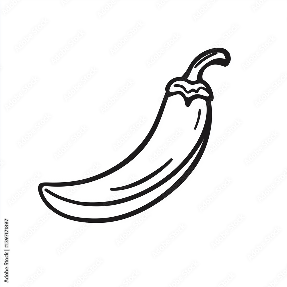 Chilli Line Icon Isolated on White Background Chilli Line Icon Isolated on White Background