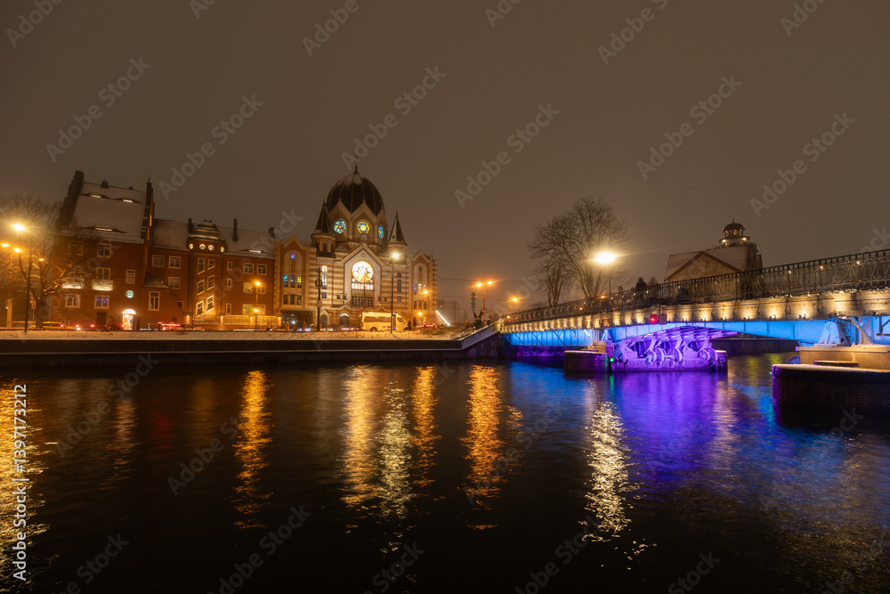 Night View of the Synagogue in Kaliningrad