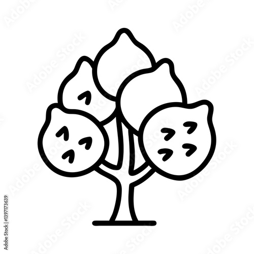 Illustration of a simple lemon tree drawing with lemons for graphic design needs