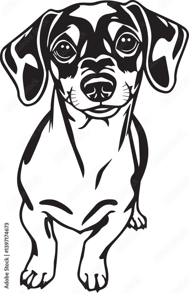 Fototapeta premium Dachshund Dog. Hand drawn vector illustration