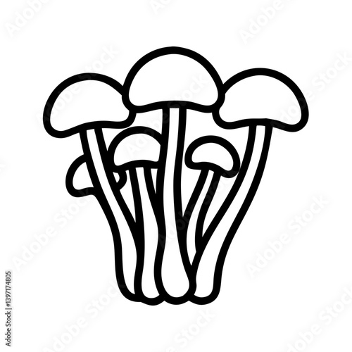 Outline drawing of edible mushrooms, wild fungus, forest mushrooms vector design