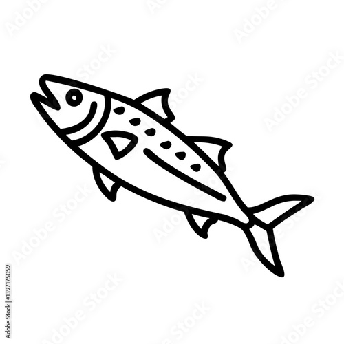 Illustration of a mackerel fish drawing seafood animal ocean life marine biology art