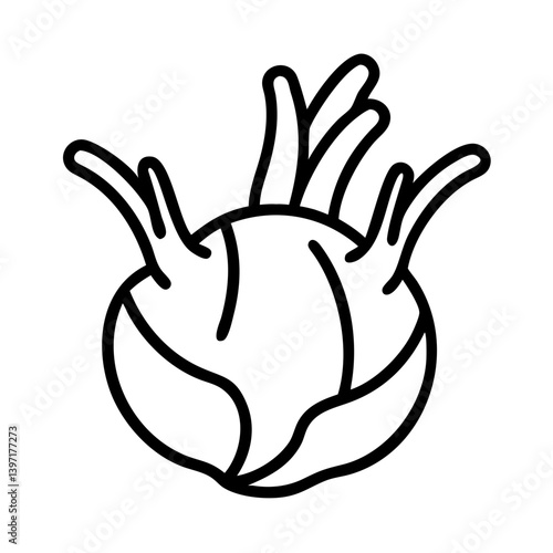 Kohlrabi vegetable drawing vector illustration healthy eating and vegan diet plan