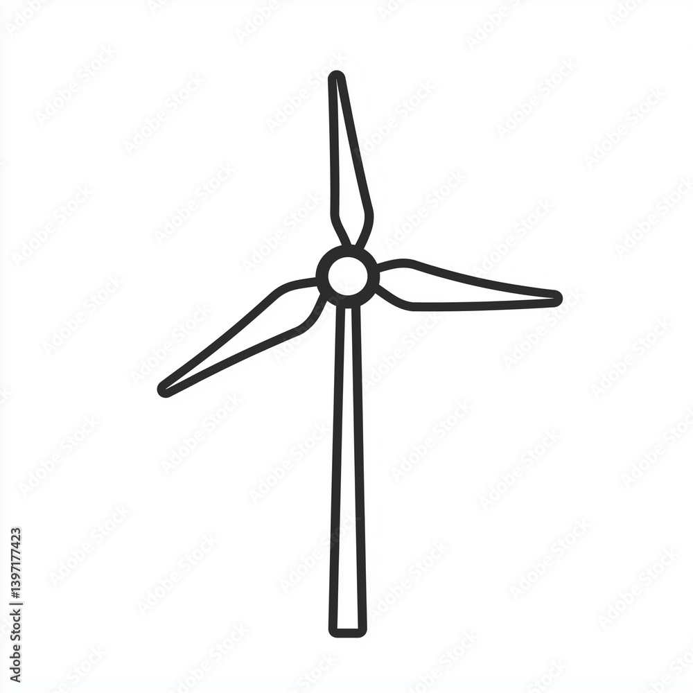 Wind Turbine Solid Line Icon Isolated on White Background Wind Turbine Solid Line Icon Isolated on White Background