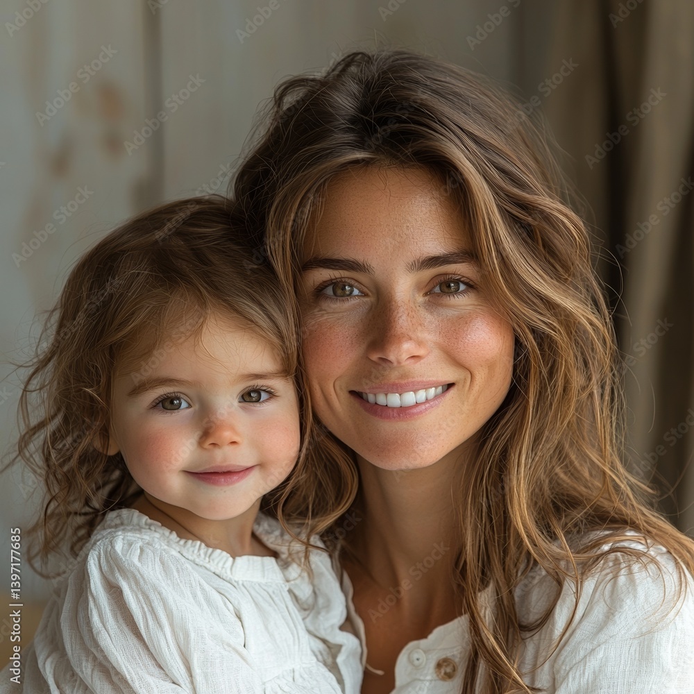 A mother is depicted embracing her baby girl with happiness over a white transparent background A mother is depicted embracing her baby girl with happiness over a white transparent background