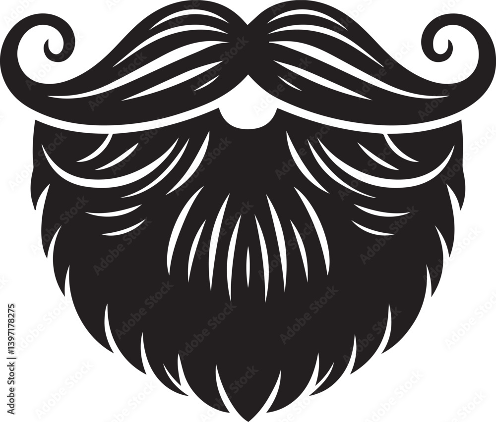 Obraz premium black vector illustration of a mustache, mustache silhouette vector black and white, mustache clipart