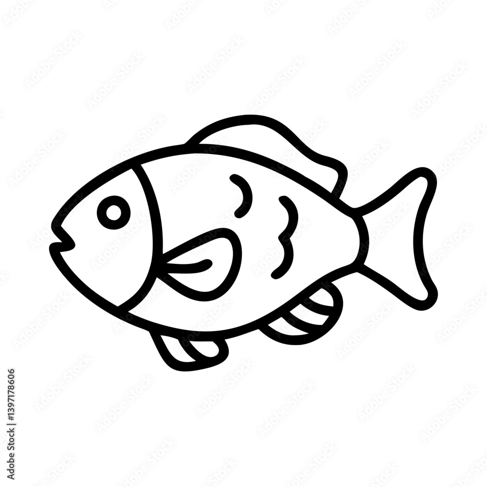 Isolated outline drawing of a fish aquatic animal sea life ocean wildlife vector art Isolated outline drawing of a fish aquatic animal sea life ocean wildlife vector art