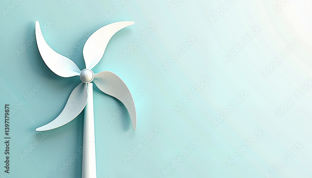 Abstract windmill on pastel blue, air energy concept Abstract windmill on pastel blue, air energy concept