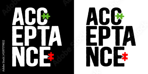 Acceptance - Autism Quote typography T shirt design