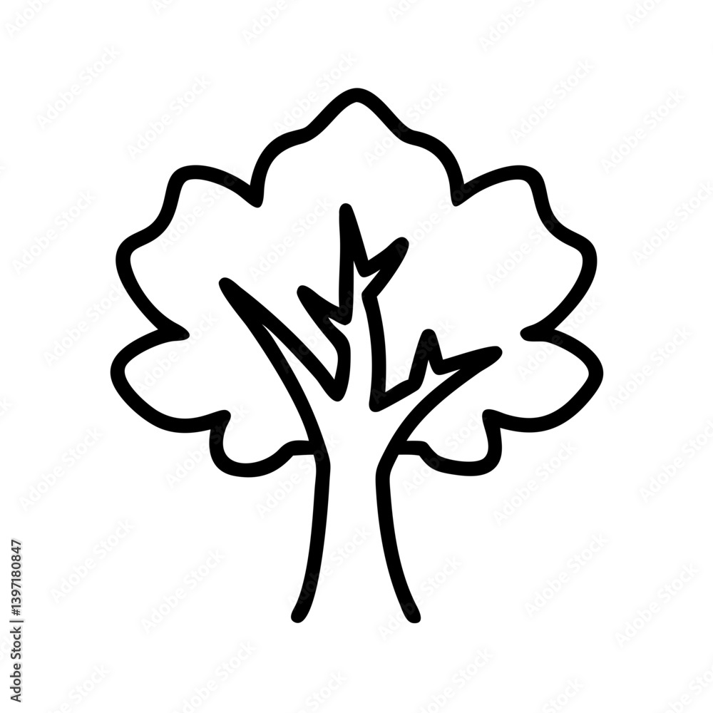 Obraz premium Stock vector illustration of a simple tree drawing for nature and forest design