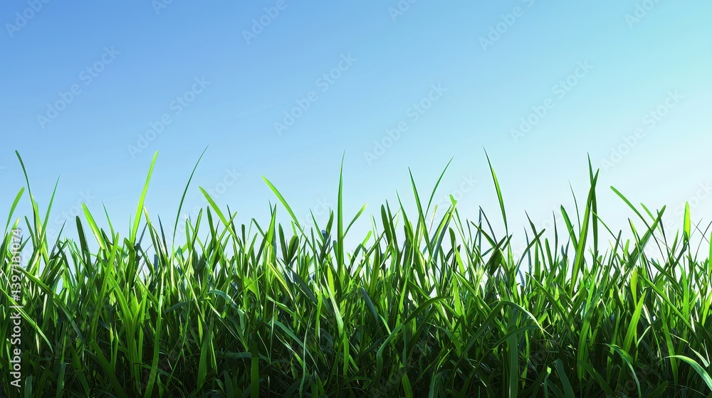 Lush green grass against a vibrant blue sky. Lush green grass against a vibrant blue sky.
