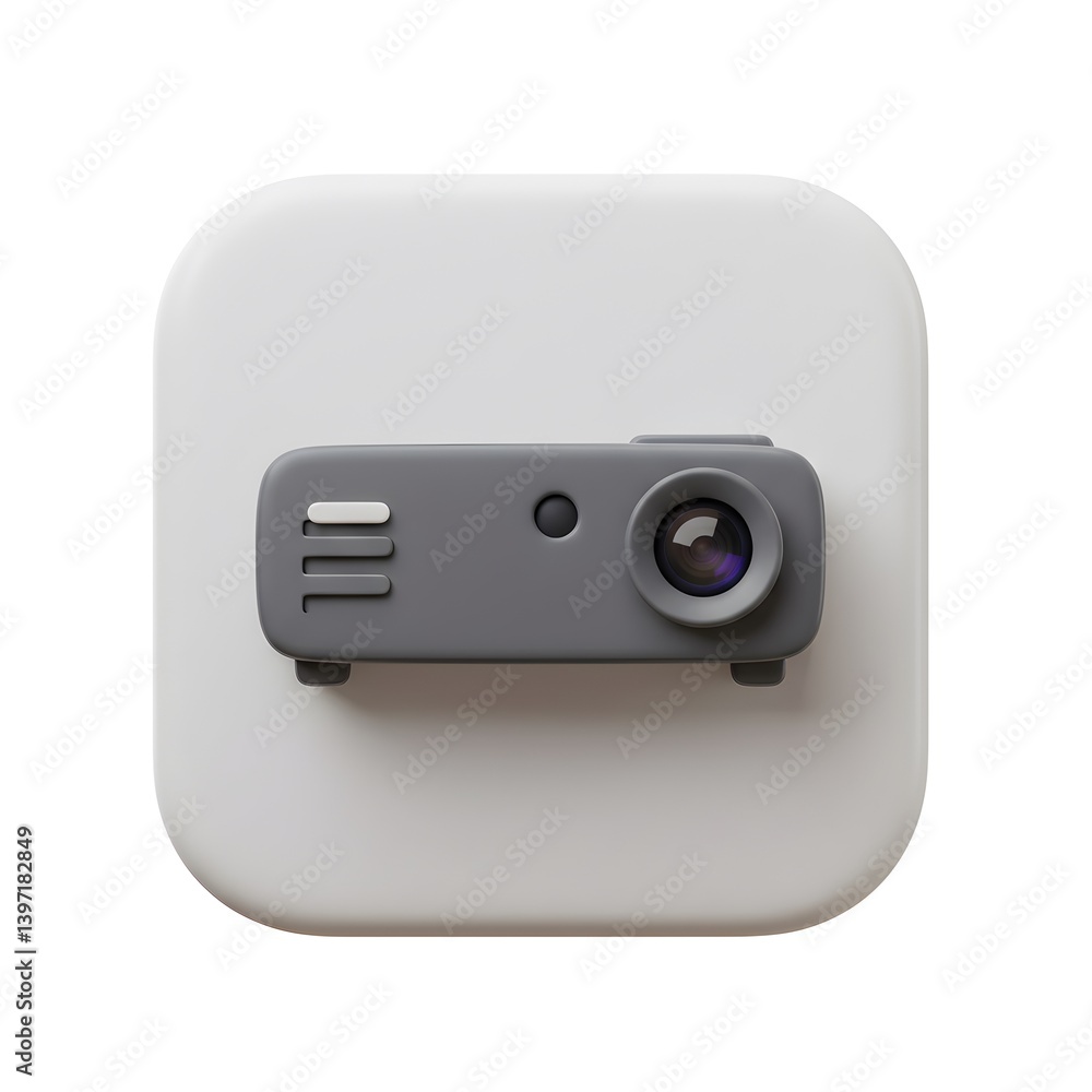 Mini Projector Icon Design 3D Render: Compact Device for Presentations and Entertainment Mini Projector Icon Design 3D Render: Compact Device for Presentations and Entertainment