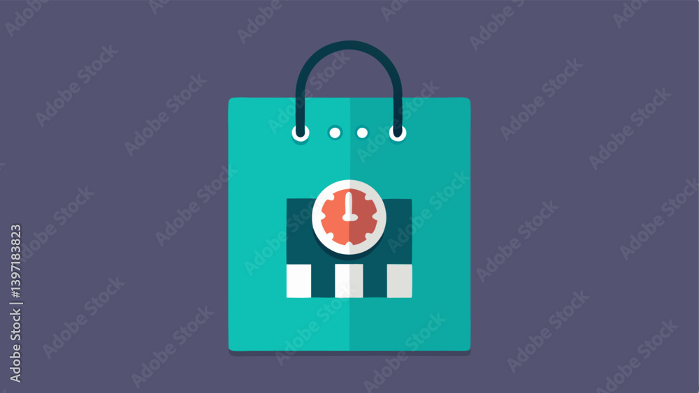 Shopping Bag with Timer A shopping bag icon with a large bold countdown timer overlaying it symbolizing the rush to complete purchases before time runs out. Shopping Bag with Timer A shopping bag icon with a large bold countdown timer overlaying it symbolizing the rush to complete purchases before time runs out.