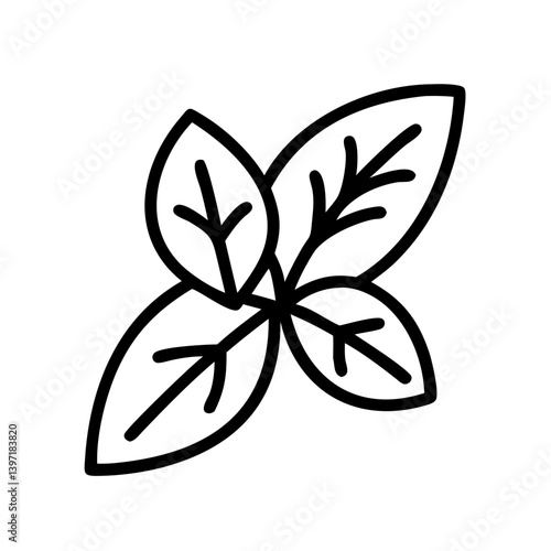 Illustration of fresh basil leaves vector drawing for culinary and herbal design
