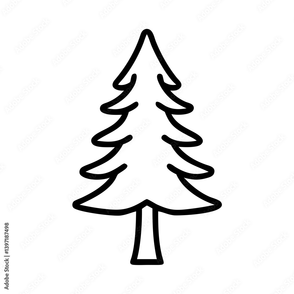 Fototapeta premium Illustration of evergreen tree drawing vector graphic for christmas holiday art